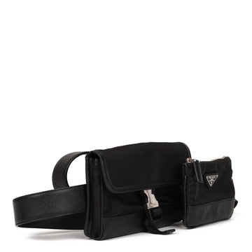 Prada Black Nylon & Saffiano Leather Pocket Belt Bag Belt Bag