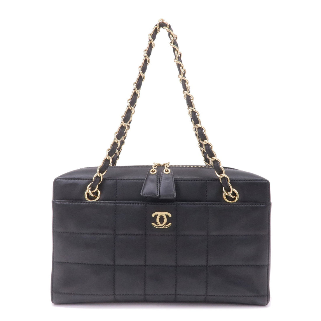 Top Quality Chanel Chocolate Bar Lamb Skin Chain Shoulder Bag Black