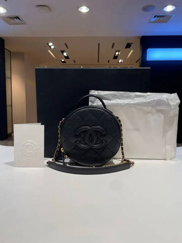 Caviar Cosmetic Small Tambourine Case Top Handle 23 Years AS3875 Chanel