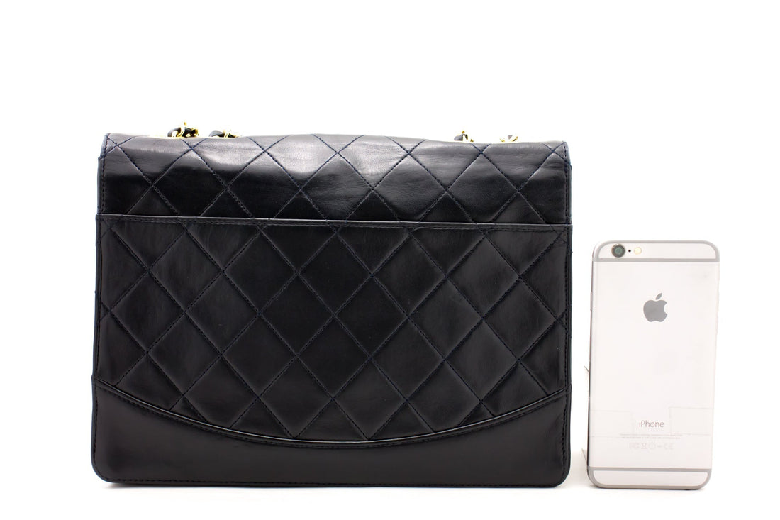 CHANEL  Classic Chain Shoulder Bag Black Quilted Flap Lamb c20