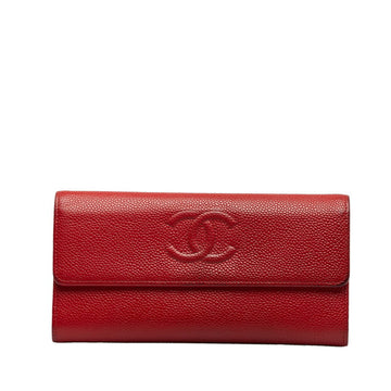 New 1:1 Rep Top Quality Chanel Cocomark Long Wallet Red Caviar   Chanel