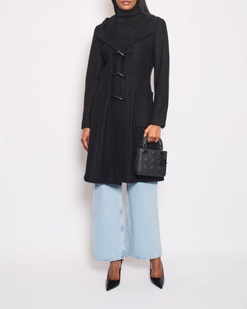 Top Quality Chanel Black Hooded Longline Wool Coat with Toggle Fasten Detail  FR 42 (UK 10)