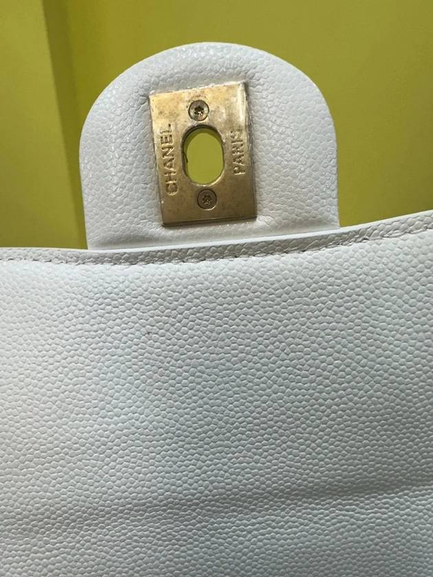 Caviar Mini Messenger Bag White Gold Shoulder Cross AS2484 Chanel