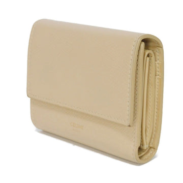 CELINE Tri-fold wallet 10B57 Grained calfskin (embossed) beige New logo Small trifold wallet Women New 1:1