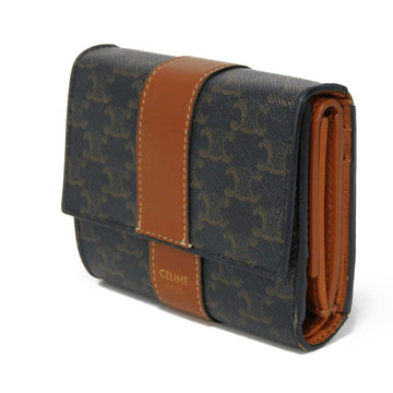 CELINE Tri-fold wallet 10D572BZ9.04LU Triomphe canvas (coated) x calfskin Tan Triomphe Small trifold wallet Women(Unisex) New 1:1