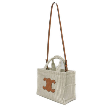 CELINE Handbag 199162FEE.02BG Textile x Calfskin beige Triomphe Small Hippo Tice Women New 1:1