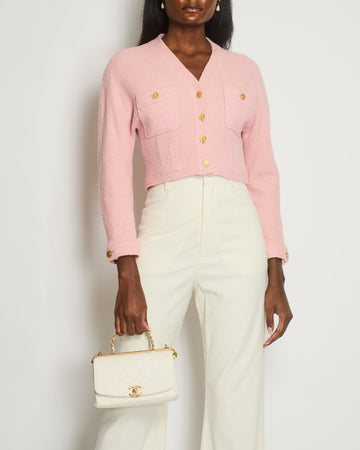 Top Quality Chanel  Pink Tweed Button Down Jacket FR 40 (UK 12)