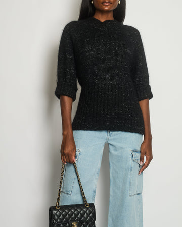 Top Quality Chanel Black Quarter Sleeve Cashmere Jumper Size FR 40 (UK 12)