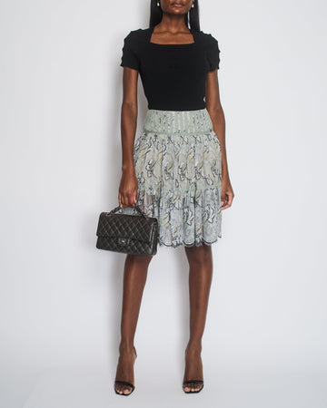 Top Quality Chanel Grey Pleated Lace Midi Skirt with Flower Detail Size FR 38 (UK 10)