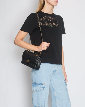 Top Quality Chanel Black Crochet Logo T-Shirt Size FR 34/36 (UK 6/8)