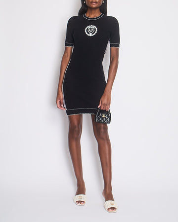 Top Quality Chanel Black Round Neck No5 Logo Knitted Dress Size 36 (UK 8)