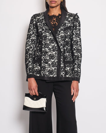 Top Quality Chanel Black Double Breasted Lace Blazer with Matching Short Sleeve Vest Size FR 42 (UK 14)