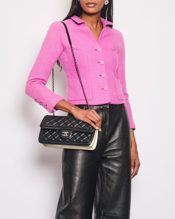 Top Quality Chanel 96P  Lilac Wool Cropped Jacket with Silver CC Logo Buttons Size FR 34 (UK 6)