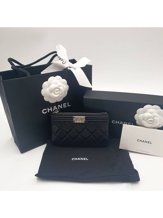 Boy Leather Mini Pouch Bag Black Chanel
