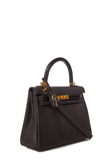 Hermès 2021 Noir Togo Kelly II Touch Retourne 25 GHW Lizard Handbag