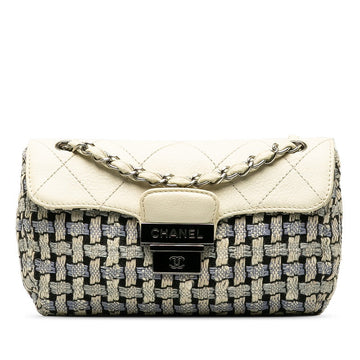New 1:1 Rep Top Quality Chanel Wild Stitch Flap Bag in Tweed Wool White Blue