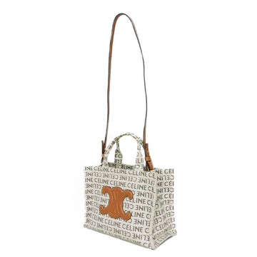 CELINE Tote Bag 199162FEF.02NT Textile x Calfskin Natural x tongue Triomphe Small Hippo Tice Women New 1:1