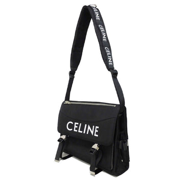 CELINE Shoulder Bag 198712DMT.38SI Nylon Black x white logo print Large Messenger mens New 1:1