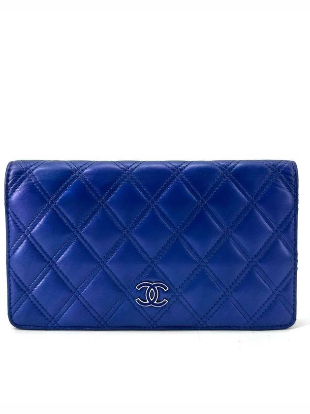 Mademoiselle lambskin flap long wallet Chanel