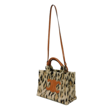 CELINE Tote Bag 199162FK1.19LE Textile x Calfskin Leopard Triomphe Small Hippo Tice Women New 1:1