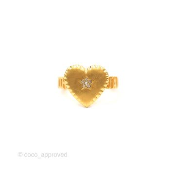 Christian Dior J'adior Crystal Star Heart Ring Matte Gold Tone Size M