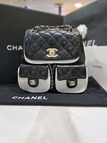 Duma Backpack Caviar Two Pocket Medium Gold AS3860 Chanel