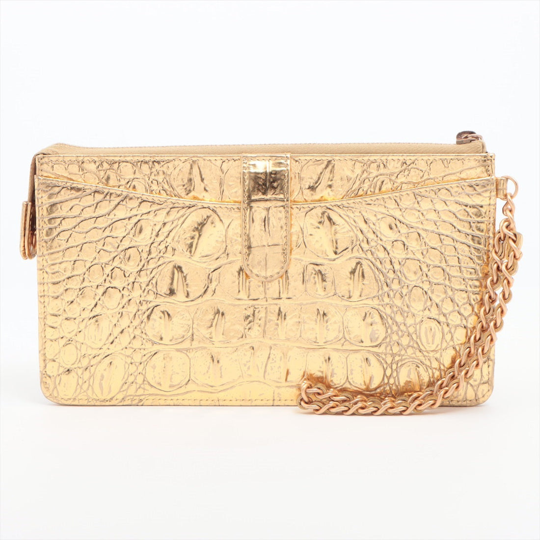 New 1:1 Rep Top Quality Chanel Coco Crocodile Press Wallet Gold Gold  28th