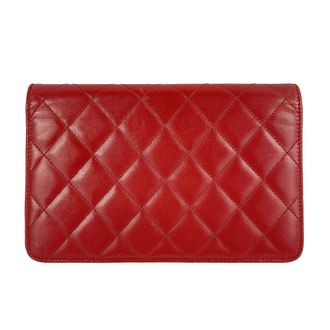 Top Quality Chanel - Calfskin Quilted Cambon Red / Silver Wallet On Chain - Crossbody