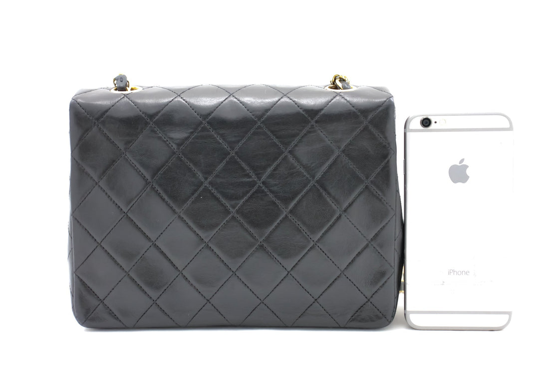 CHANEL Mini Square Small Chain Shoulder Bag Crossbody Black Quilt g36