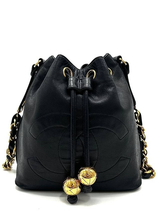 Lambskin timeless drawstring golden ball bucket bag cross Chanel