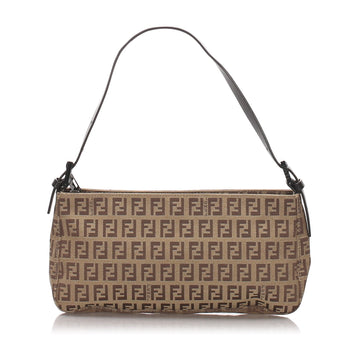 Fendi Brown Beige Canvas Fabric Zucchino Baguette Italy