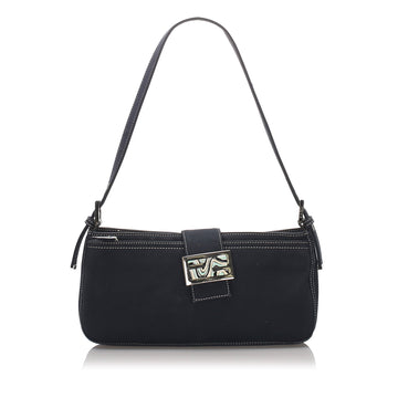 Fendi Black Canvas Fabric Baguette Italy