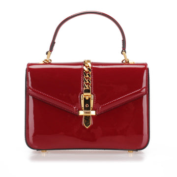 Gucci Sylvie 1969 Patent Leather Satchel Red