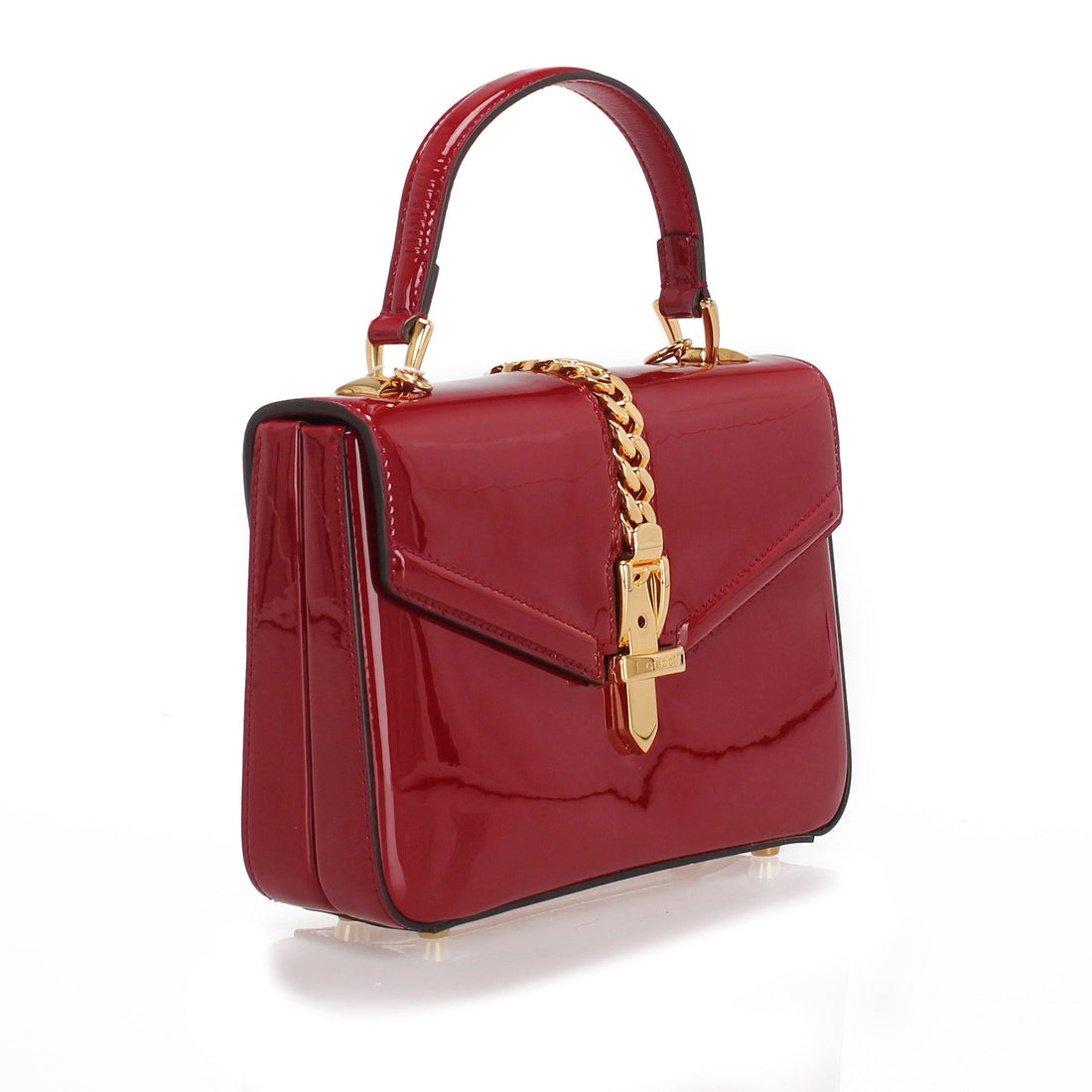 Gucci Sylvie 1969 Patent Leather Satchel Red