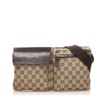 Gucci GG Canvas Belt Bag Beige and Dark Brown SHW