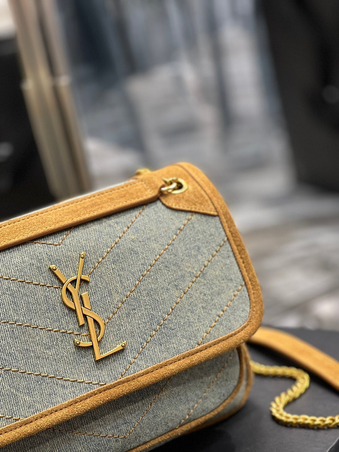 Yves Saint Laurent Niki Mini Chain Bag In Canvas