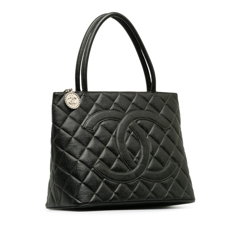 New 1:1 Rep Top Quality Chanel Matrases Medallion   ilver  Tooth Bag Shoulder Bag Black Caviar S Leather  CHANEL