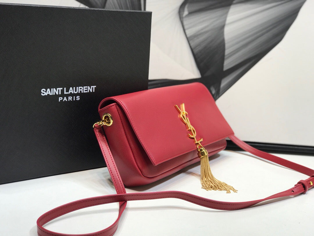 Yves Saint Laurent Kate Tassel Small Shoulder Bag Red  10.2in/26cm