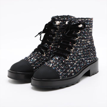 New 1:1 Rep Top Quality Chanel COCOMARK TWIDE SHORT BOOTS 37.5 LADY BLACK X NAIBI G35154 PERLE  LOVE MARKET SHOP