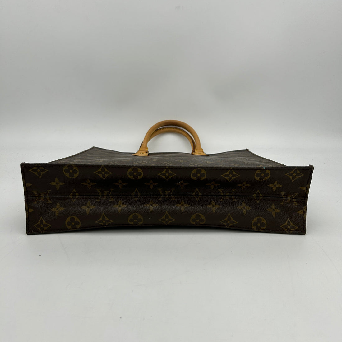 Louis Vuitton Sac Plat Monogram Brown Leather Tote Bag Medium