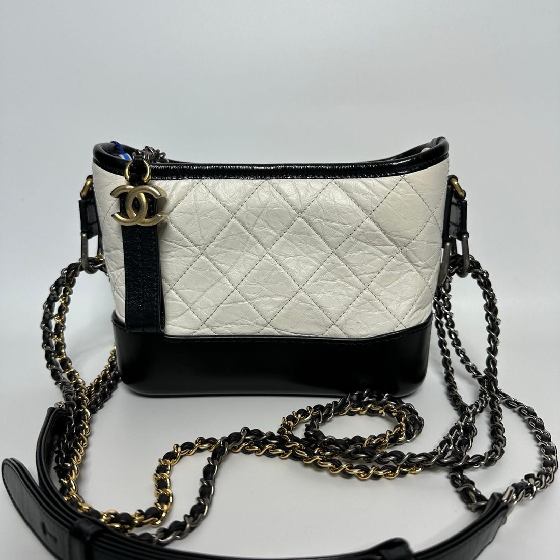 Top Quality Chanel White/Black Leather Gabrielle Shoulder Bag - NG102618