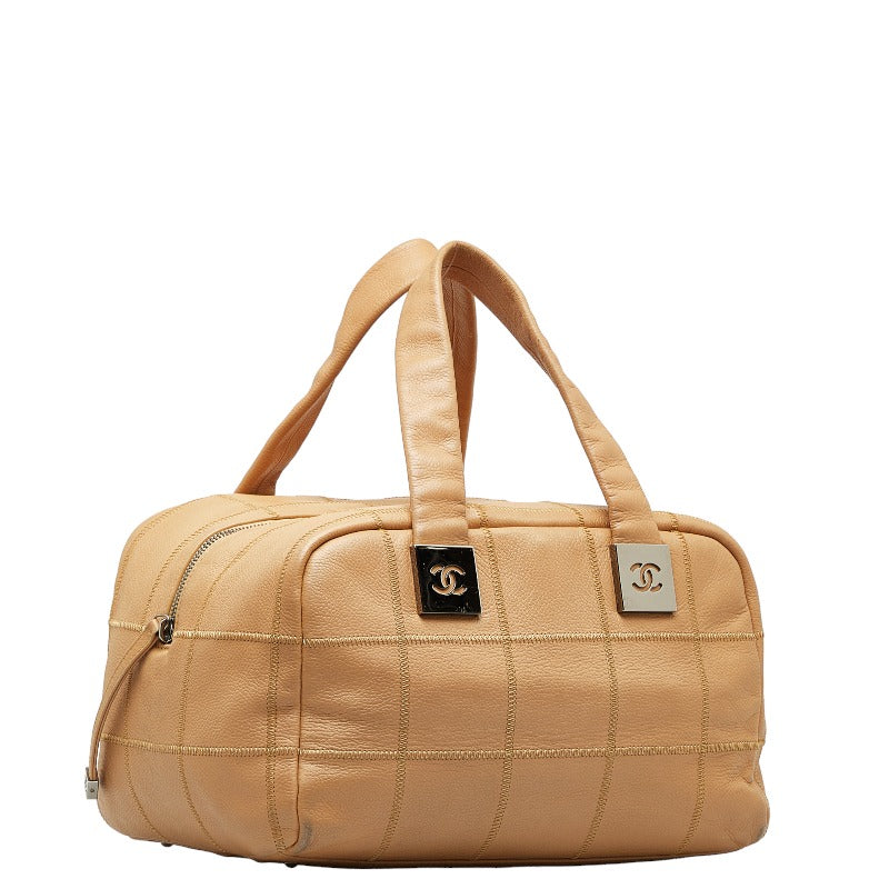 New 1:1 Rep Top Quality Chanel Chocolate Bar Boston Bag Handbag Beige Leather Lady Chanel