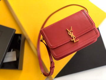 Yves Saint Laurent Solferino Medium Satchel Bag In Box Red With Gold Hardware