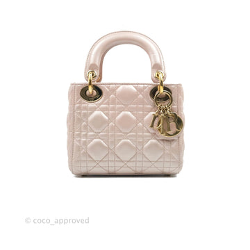 Christian Dior Mini Lady Dior Iridescent Light Pink Cannage Gold Hardware