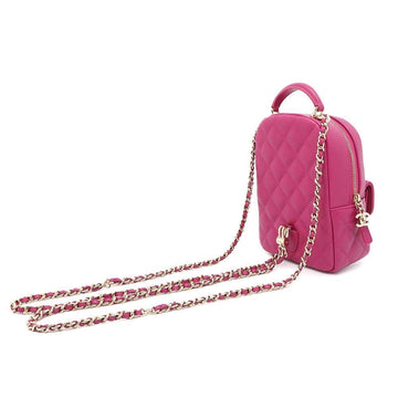 CHANEL 2way Backpack Shoulder Bag Fuschia PinkAP3753 Caviar Leather