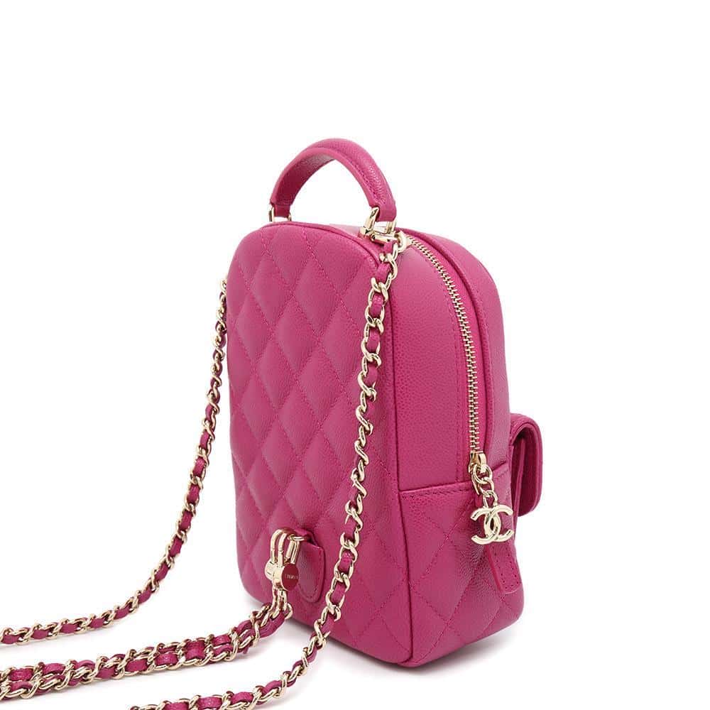 CHANEL 2way Backpack Shoulder Bag Fuschia PinkAP3753 Caviar Leather