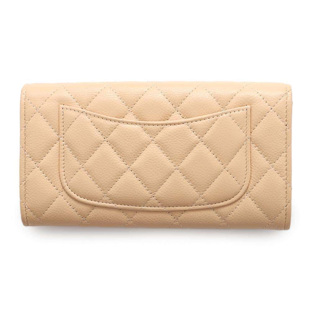 CHANEL Classic long flap wallet BeigeAP0241 Caviar Leather