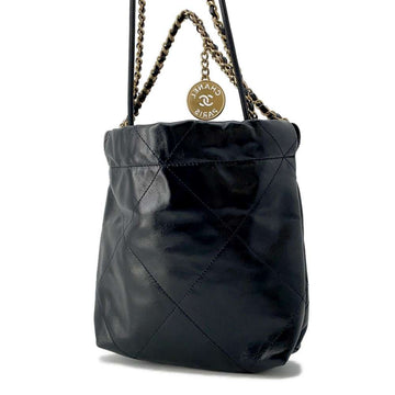 CHANEL CHANEL22 BlackAS3980 Shiny Calf Leather Size Mini
