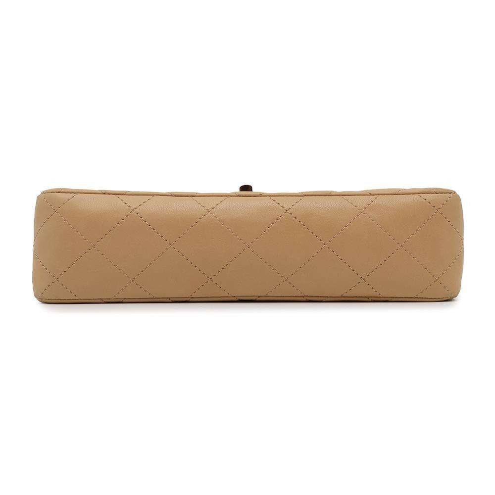 CHANEL Matelasse Single Flap ChainShoulder Bag Beige Lambskin Size 25