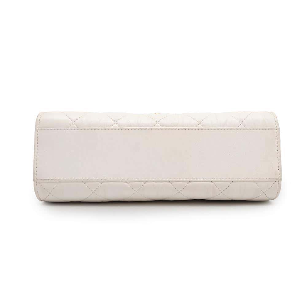 CHANEL Matelasse Top Handle 2way Shoulder Handbag WhiteAS2478 Crumple Lambskin